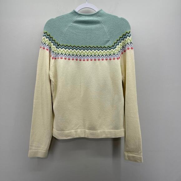 VTG Northern Isles Sweater Cream Fairisle Snowflake Mock Neck Soft Y2K Apres Ski - Picture 2 of 7